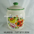 ceramic condiment container w/ flower decal